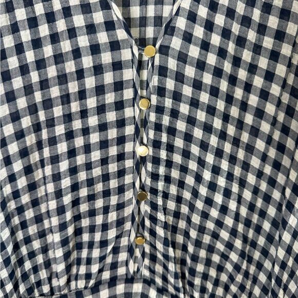 Veronica Beard Campbell Navy and White Gingham Ruched Dress Size 8 - Picture 8 of 13